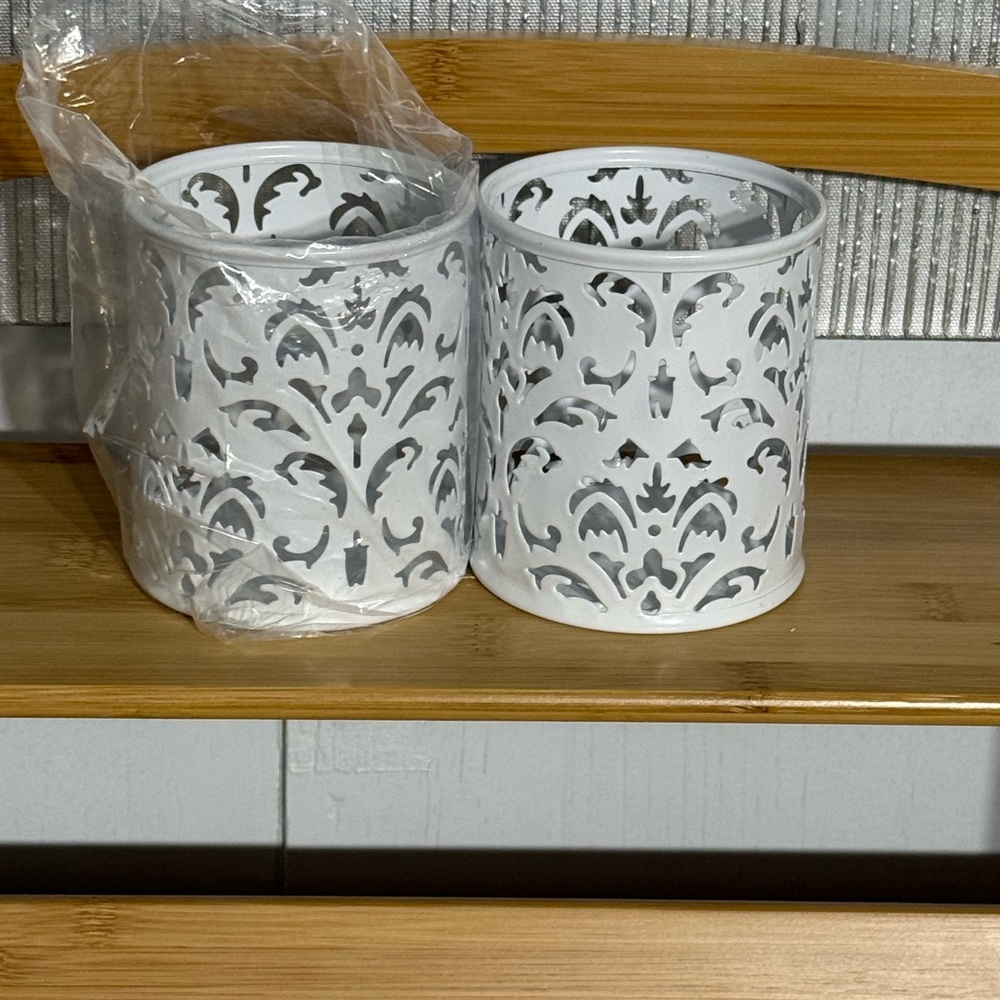 Elegant White Pen or Candle Holder